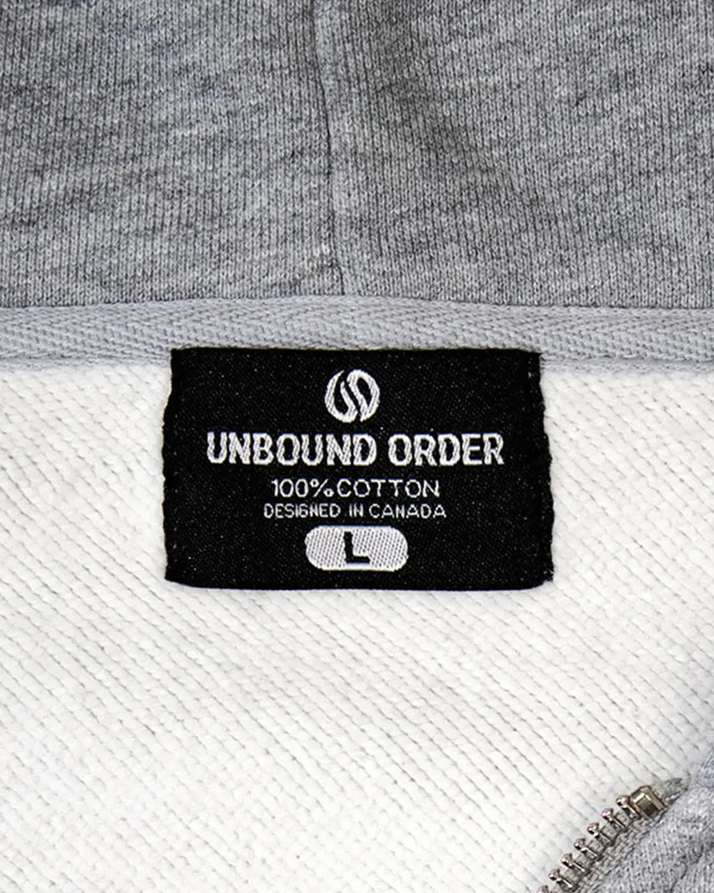 Gray Curved Zipper Neck Label