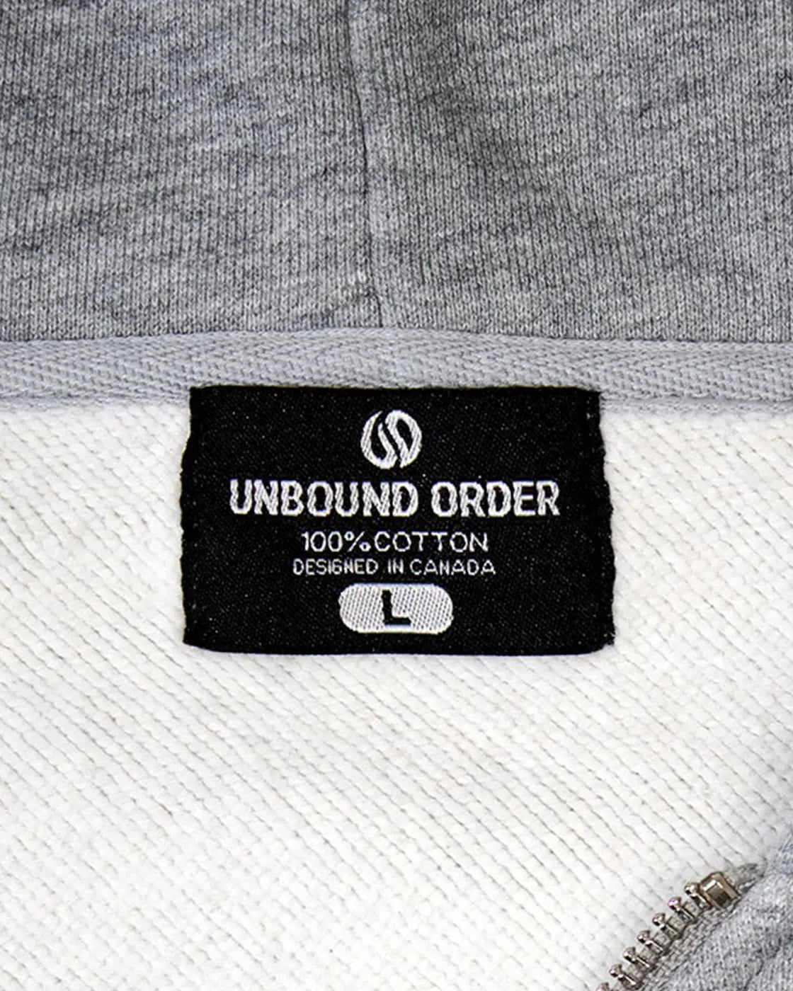 Gray Curved Zipper Neck Label