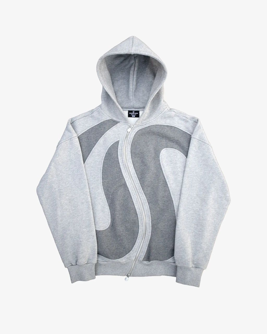 Gray Gurved Zipper Hoodie Flatlay